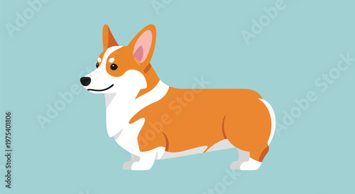 Cute Corgi Dog Pixel Art Isolated Vector Object On Blue Background