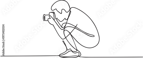 Photographer Taking Photo Line Art Camera Creative Professional Continuous Line Illustration