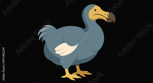 Cute Pixel Art Dodo Bird Isolated On A Black Background