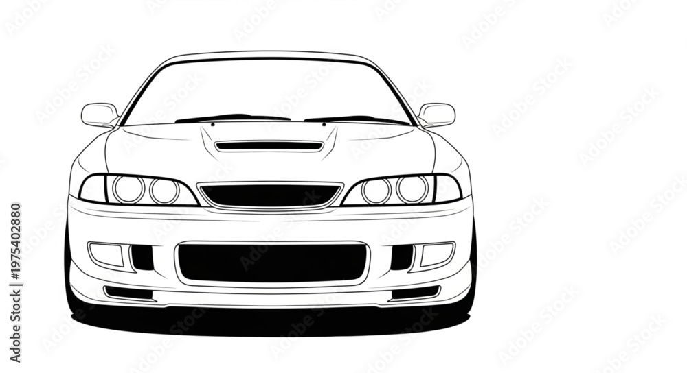 Obraz premium Front View of a White Sports Car Illustration.