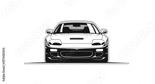 Front View Illustration of a Classic Sports Car.