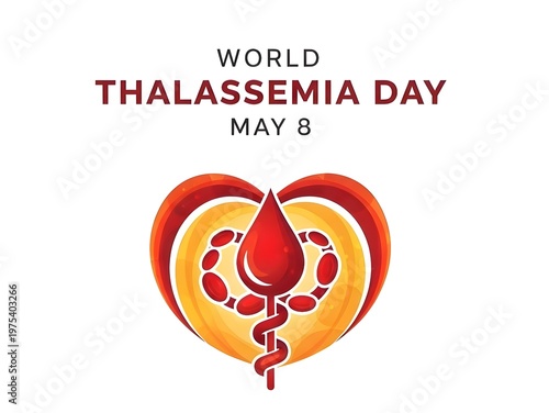 World thalassemia day awareness graphic with heart and blood drop symbol