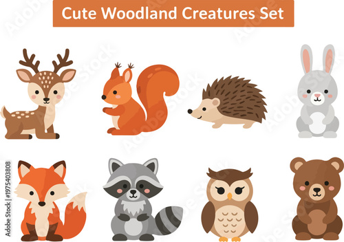 Charming Woodland Creatures Set A Collection of Adorable Forest Animals