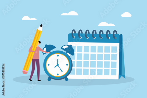 Planning and scheduling with a calendar clock and oversized pencil