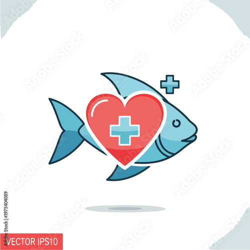 Flat Design Blue Fish With ...