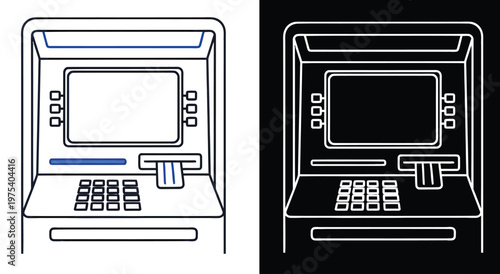 Automated teller machine icon illustrates modern banking, financial services, and secure cash transactions for users.