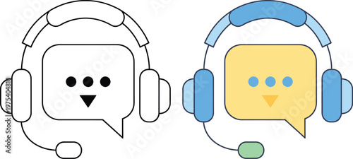 Headphones paired with speech bubbles visualize customer service feedback and direct communication concepts easily.