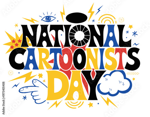 NATIONAL CARTOONISTS DAY vector illustration isolated on white background