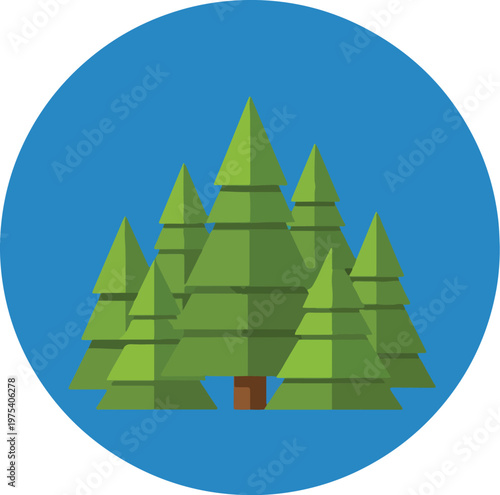 Flat Design Pine Tree Fores...
