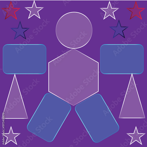 A pixel art depiction of a humanoid figure with geometric and cosmic elements