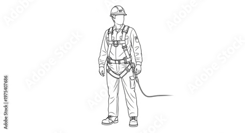 Full Body Harness Safety Equipment Illustration.