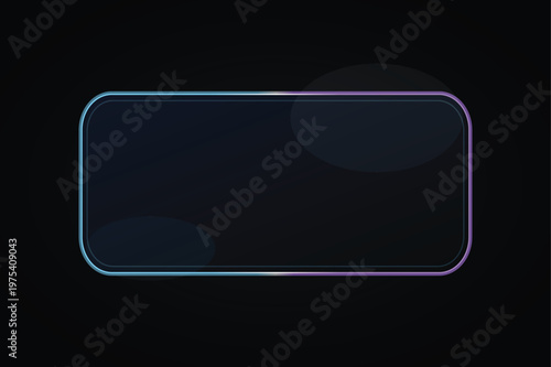 Rounded rectangular frame with eon cyberpunk border light effects on dark background for digital interface presentations