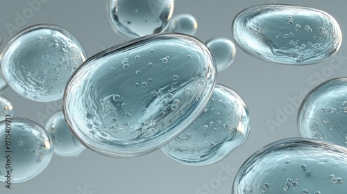 Abstract Aqua Gel Droplets with Micro Bubbles, Dynamic Science Background
