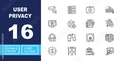 User Privacy and Secure Digital Infrastructure. Includes Network Server Protection, Secure Online Banking, Biometric Security Scanner, Encrypted Keyboard Input, Surveillance Monitoring