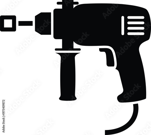Drill icon isolated on transparent background impact drill flat vector illustration power tool.