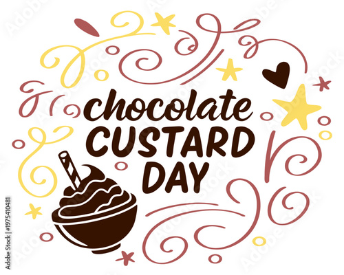 National Chocolate Custard Day Vector Illustration, Sweet Dessert Celebration Design