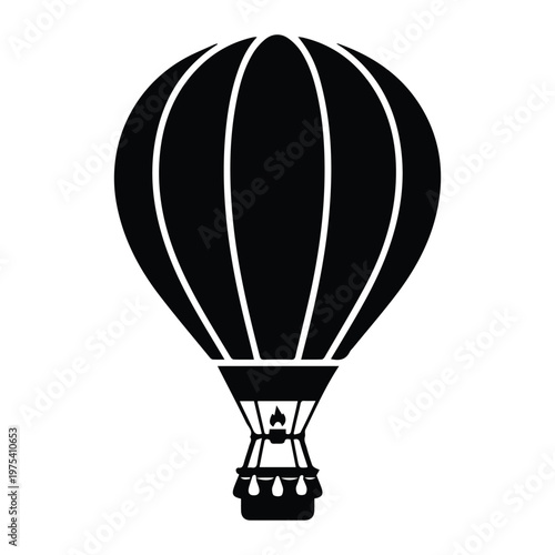 Hot Air Balloon Silhouette Adventure Travel Symbol Icon vector black design on a white background