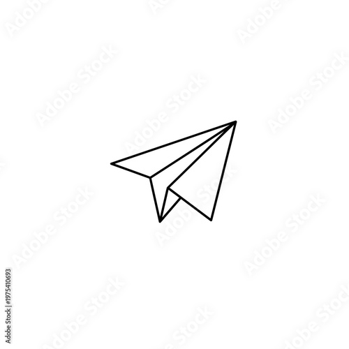 Simple outline paper airplane flying icon with airplane childhood transport