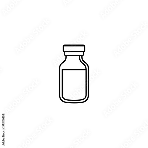 Outline icon of a small medicine bottle or serum vial with cap, medicine
