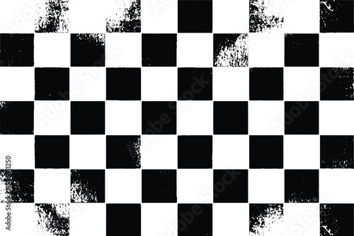 Set of distressed black square textures on white background, grunge checkerboard elements, abstract geometric shapes.