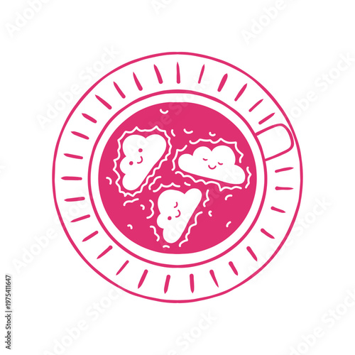 Cute coffee cup latte art kawaii icon