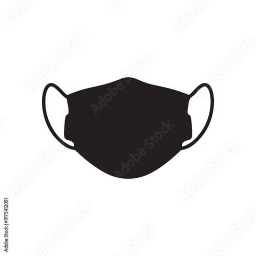 Surgical mask black silhouette vector illustration on white background