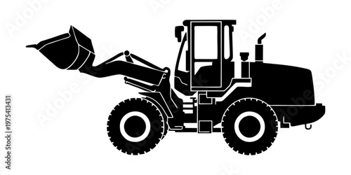 Black silhouette of a wheel loader