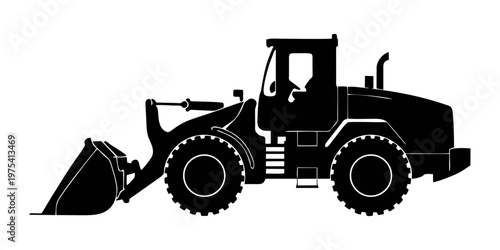 Black silhouette of a wheel loader