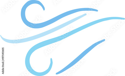 Simple blue wind gust air current 2D flat vector