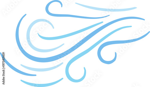 Blue swirling wind gust air current 2D flat vector