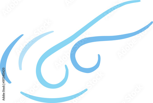 Simple blue wind gust air current 2D flat vector