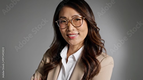 Businesswoman Wearing Glasses Smiling Portrait.