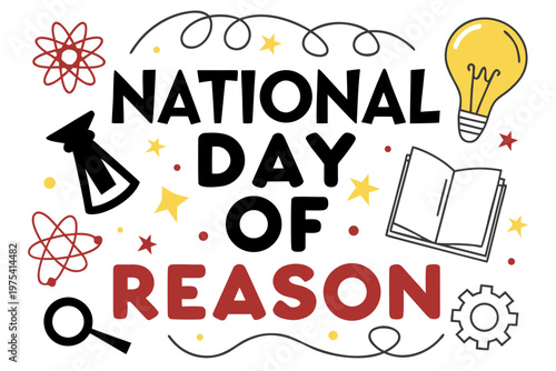 Science and Logic Vector Art, National Day of Reason Isolated on White