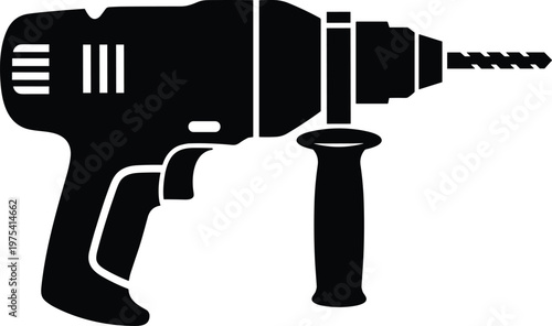 Power drill machine silhouette tool for construction and repair isolated on transparent background art.