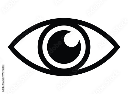 Simple Eye Icon Vision Symbol Minimal Silhouette vector black design on a white background
