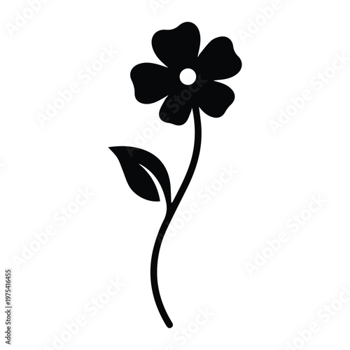 Minimal Flower Single Silhouette Simple Botanical Icon Silhouette vector black design on a white background
