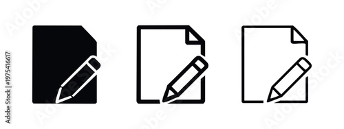 Edit Document Icons Set for Writing and Note Taking