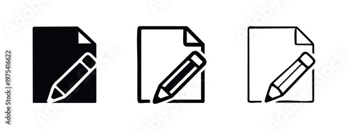 Document Editing and Writing Icons Set for Content Creation