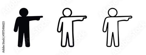 Person Pointing Direction Icons Set for Navigation and Leadership