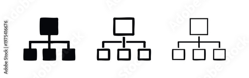 Organizational Chart Hierarchy Icon Set for Business Structure