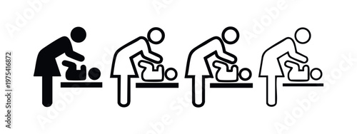 Baby Changing Room Facility Icons for Public Area Information Signs