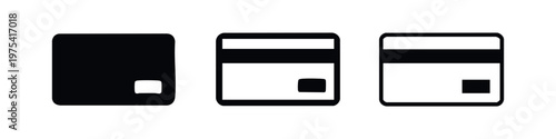 Credit card payment icon set in three different outline styles