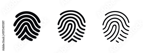Fingerprint Biometric Identification Vector Icon Set for Security and Access