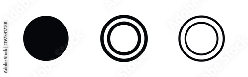 Record and Target Dot Icon Set with Circular Outline Styles
