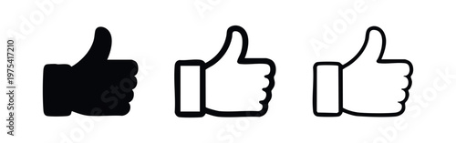 Vector Thumbs Up Like Icon Set in Different Stroke Thicknesses