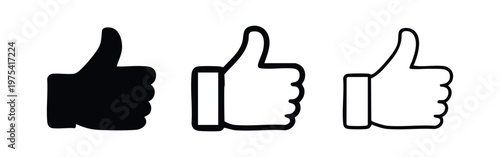 Flat Design Thumbs Up Like Icons for Digital Marketing and UI