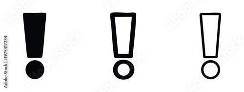Exclamation Mark Warning Icon Set with Various Line Weights