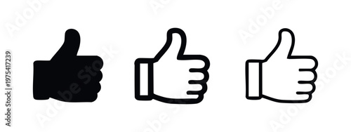 Social Media Like Thumbs Up Icon Set with Multiple Styles