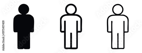 Person Icon Set - Human Figure and User Profile Symbols