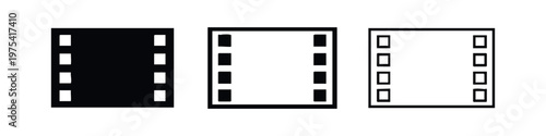 Film Reel Strip Icon Set - Movie Cinema and Video Recording Symbols